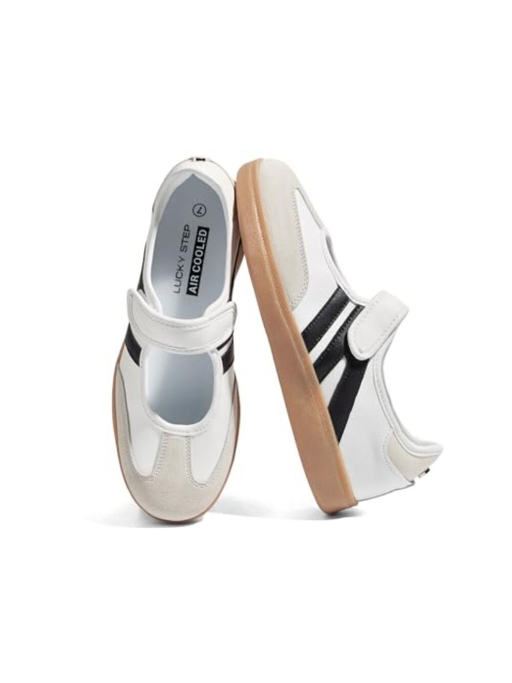 Women's Suede Hook and Loop Sneakers Comfortable Casual Walking Shoes